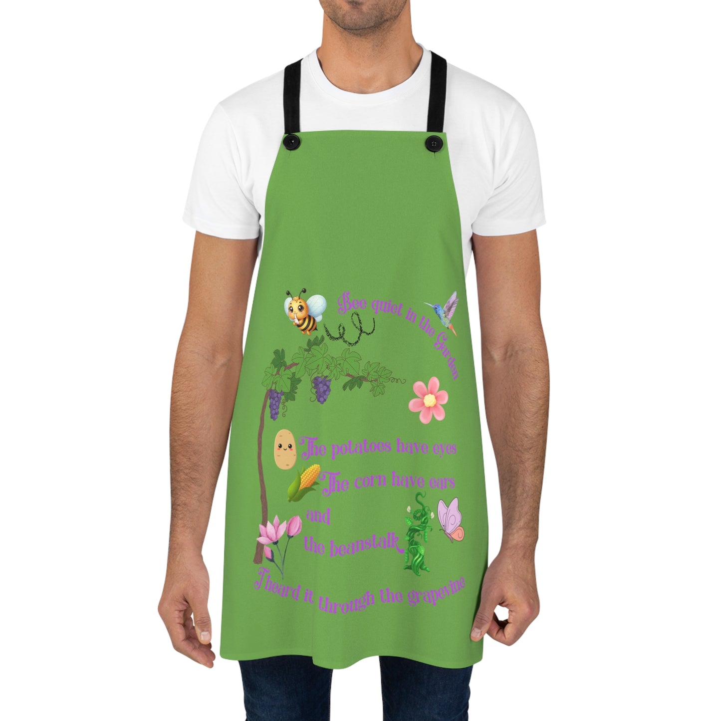 Funny Saying Apron, Vegetable Garden Kitchen Cooking Gift, Gardening Potatoes Beans Corn Design, Cooking Apron with Pockets, Farmhouse