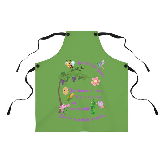 Funny Saying Apron, Vegetable Garden Kitchen Cooking Gift, Gardening Potatoes Beans Corn Design, Cooking Apron with Pockets, Farmhouse