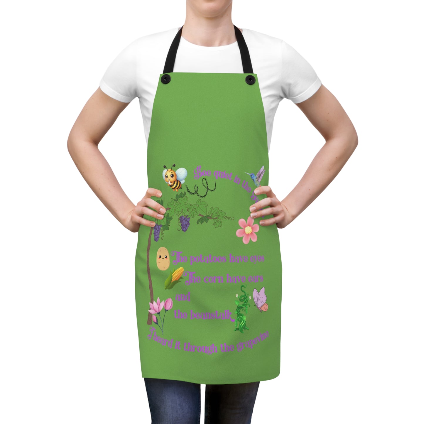 Funny Saying Apron, Vegetable Garden Kitchen Cooking Gift, Gardening Potatoes Beans Corn Design, Cooking Apron with Pockets, Farmhouse