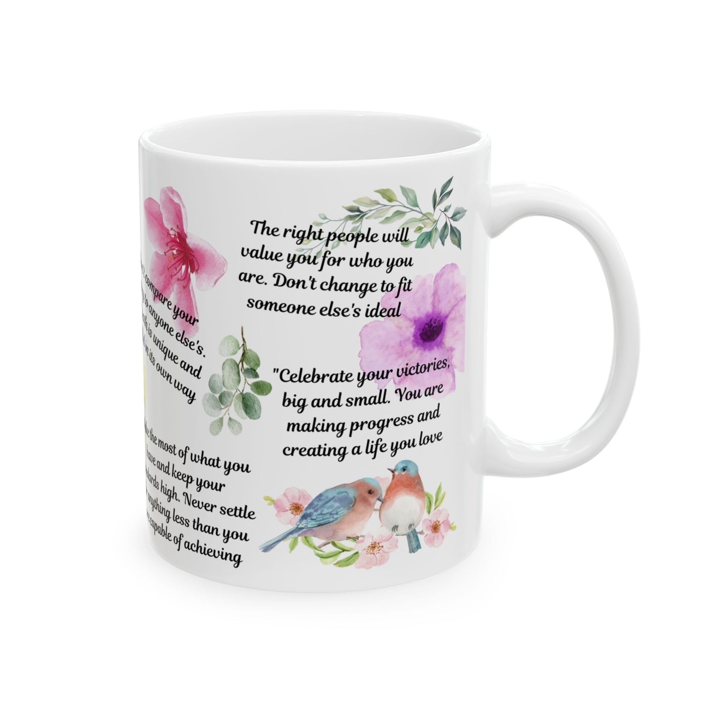 Mug with Inspirational Feel Good Quotes, Ceramic Mug