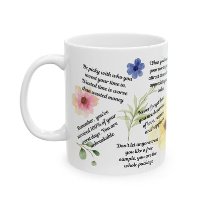 Mug with Inspirational Feel Good Quotes, Ceramic Mug