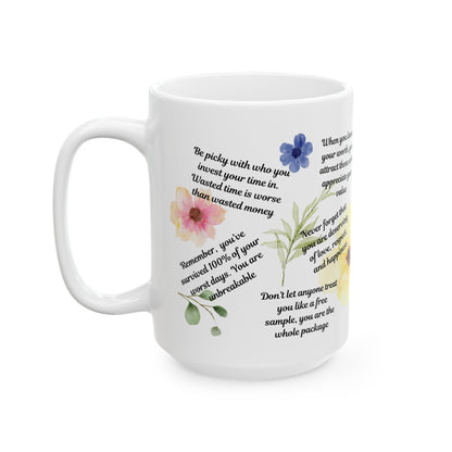 Mug with Inspirational Feel Good Quotes, Ceramic Mug