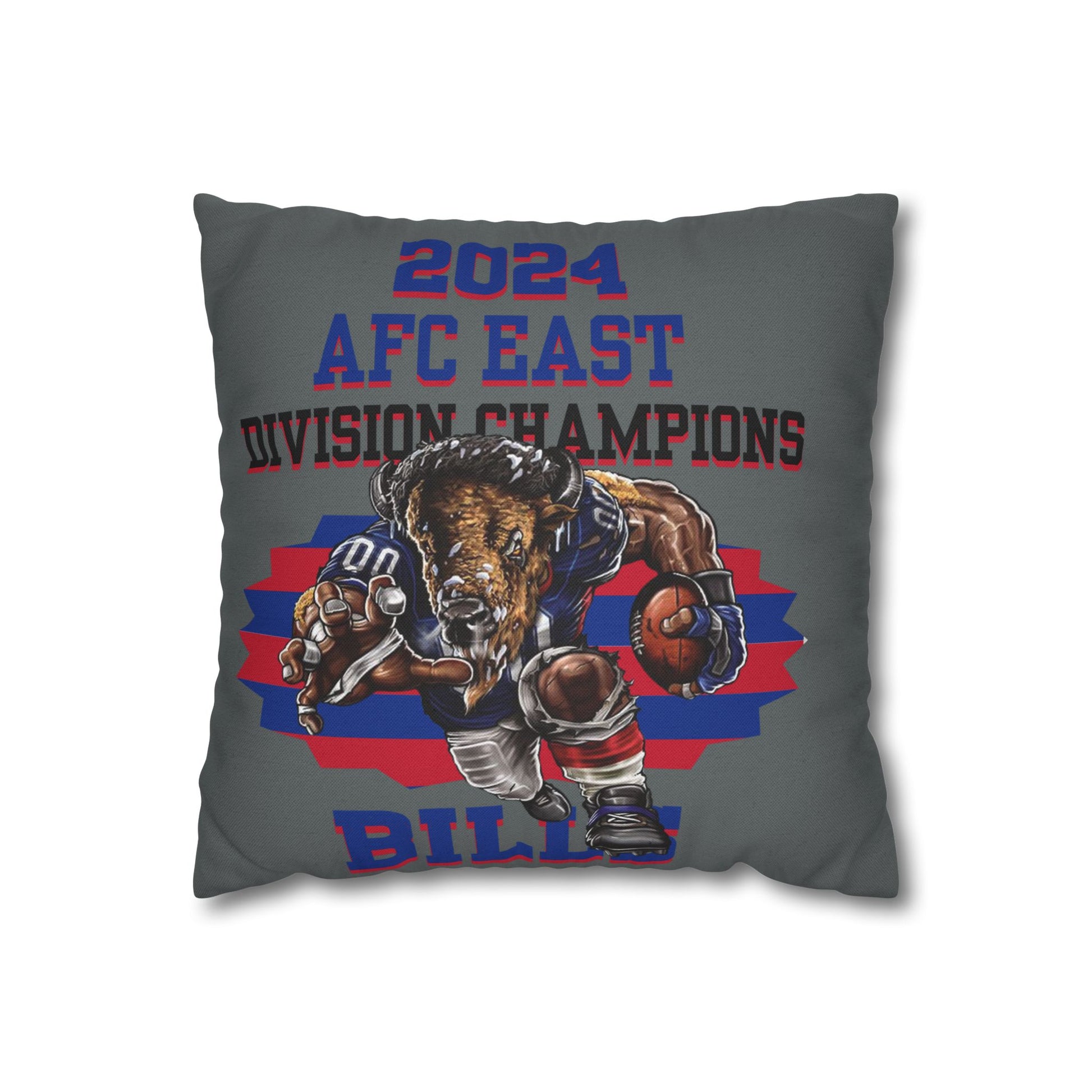 A square pillowcase with the Buffalo Bills 2024 AFC East Division Champions 