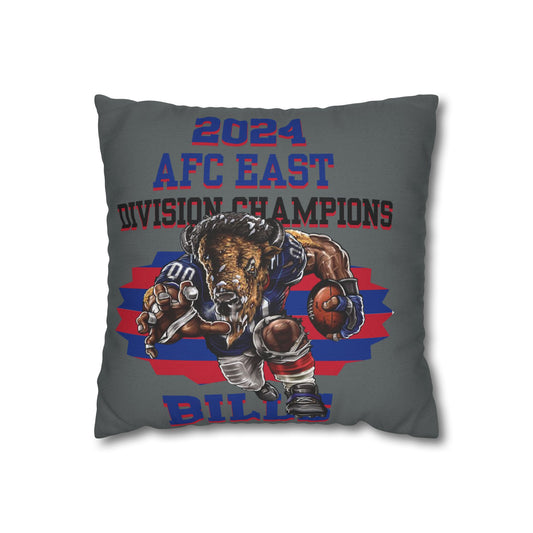 A square pillowcase with the Buffalo Bills 2024 AFC East Division Champions 