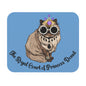 Rectangular mouse pad with an illustration of a cat wearing a crown and sunglasses, and text 'The Royal Court of Princess Donut'.