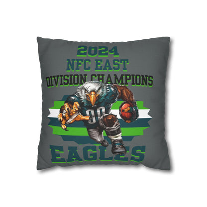 A square pillowcase with Philadelphia Eagles branding and text stating '2024 NFC East Division Champions'.